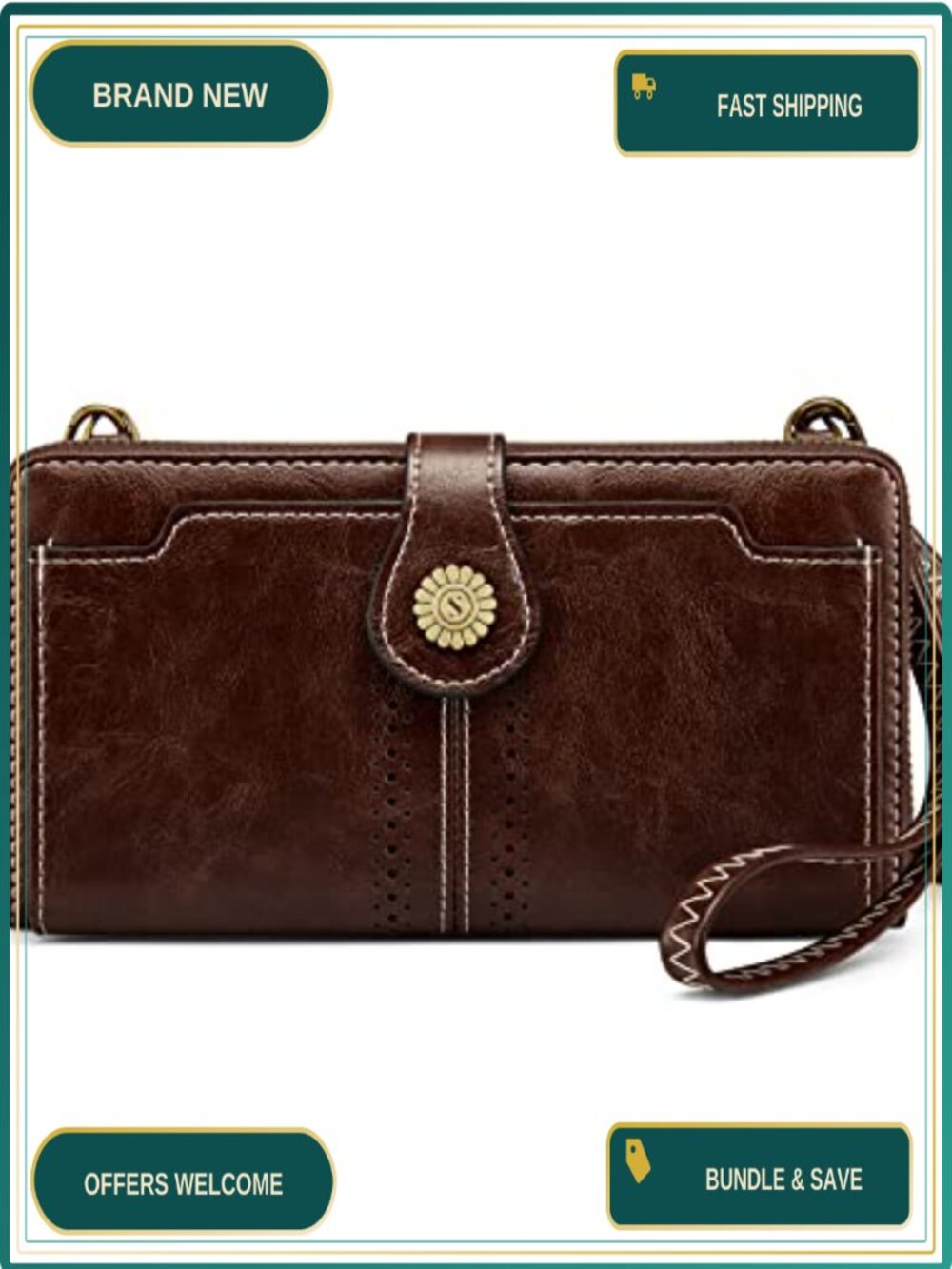 RFID Blocking Crossbody Phone Purse with 2 Straps Wristlet Wallet
